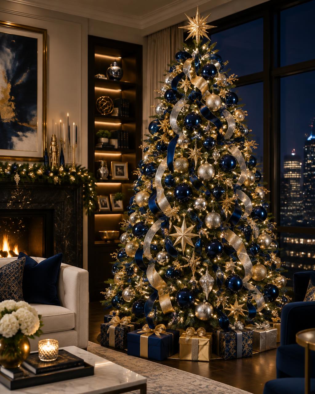 Starry Night Christmas tree theme